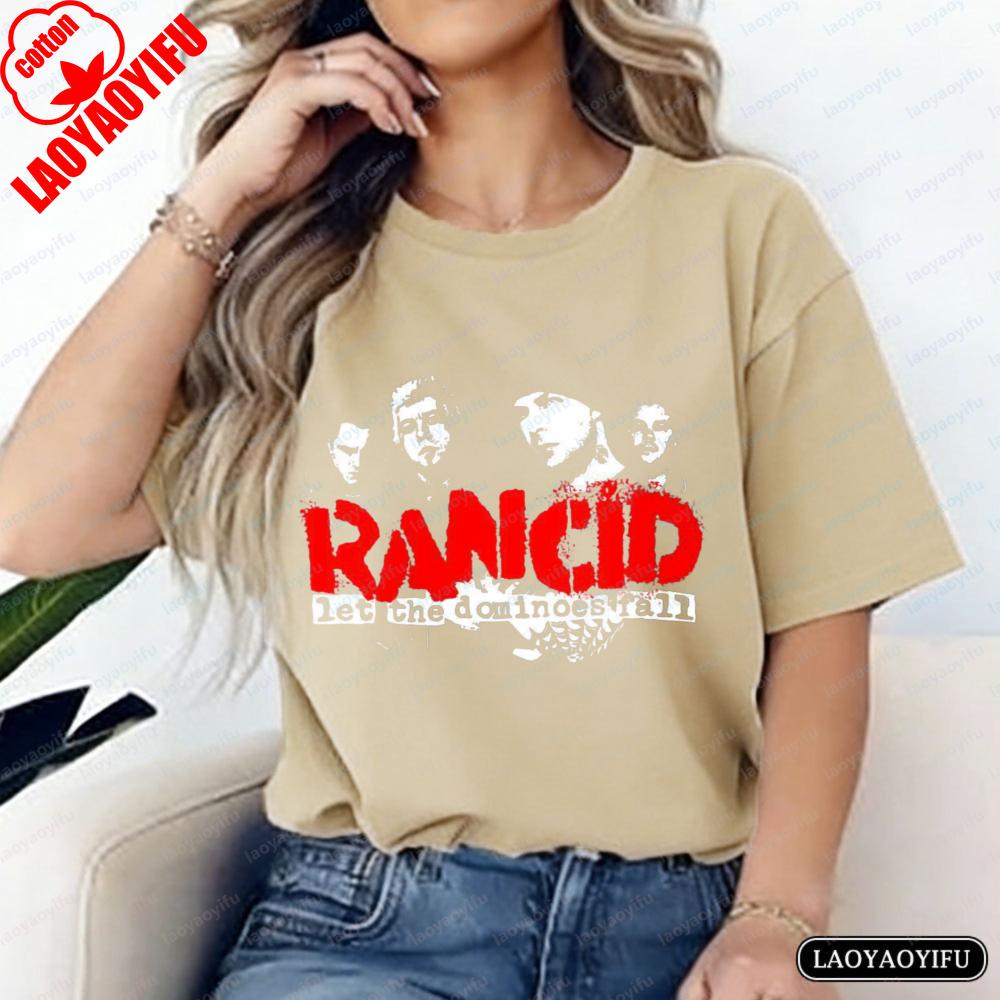 Let The Dominoes Fall Print TShirt Rancid Fan Unisex Tops Punk Lover Cotton Tee Vintage Classic Band Rock Women Unisex Streetwear