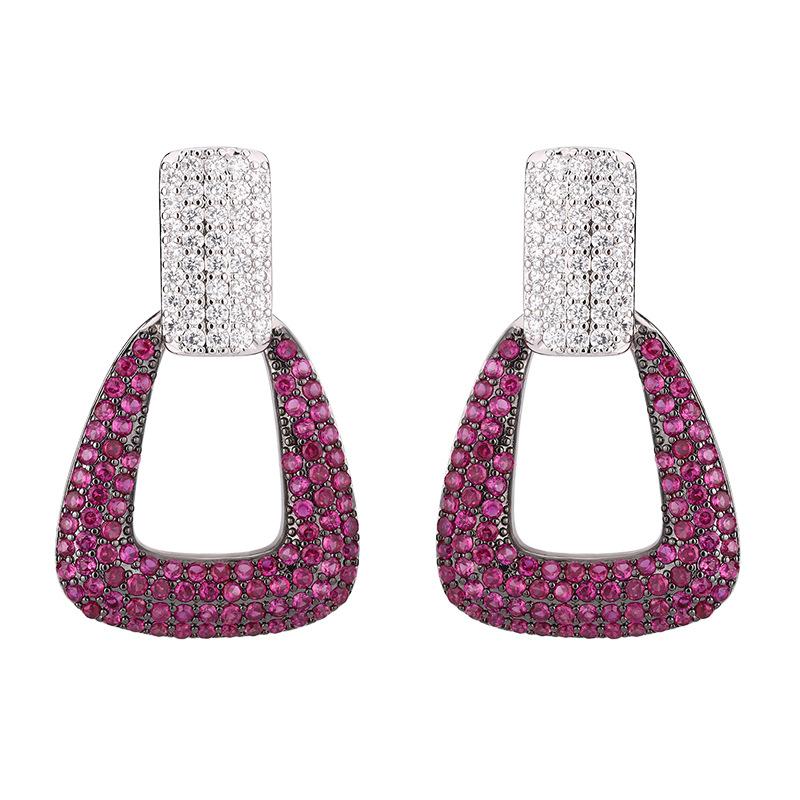 Преувеличенная атмосфера, легкие роскошные серьги высокого класса, темперамент, квадратные иглы из серебра 925 пробы, красные корунды, синие заостренные кристаллы, женские серьги, мода