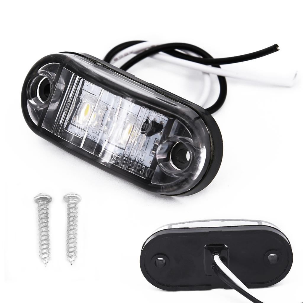 2pcs Set White 12V LED Car Side Marker Tail Light 24V Trailer Truck Lamp