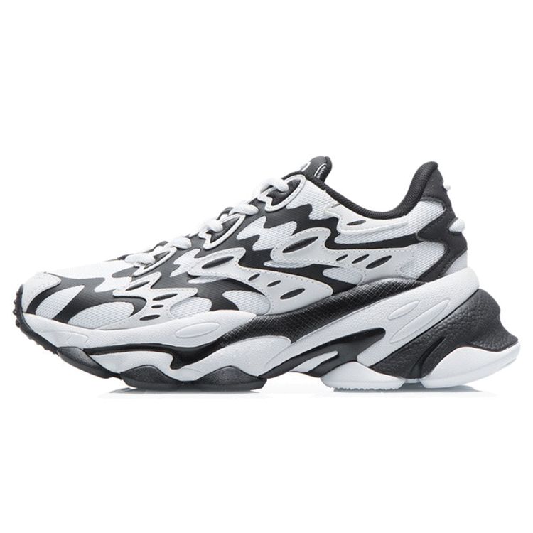 Li Ning CF Rebound Cushioning Thick Sole Sports Shoes Women Sneakers White Black AGLR166-2