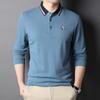Новая одежда для мужчин на весну и осень для молодых и среднего возраста Мужские футболки с длинным рукавом Корейская версия Однотонные повседневные рубашки-поло с длинным рукавом