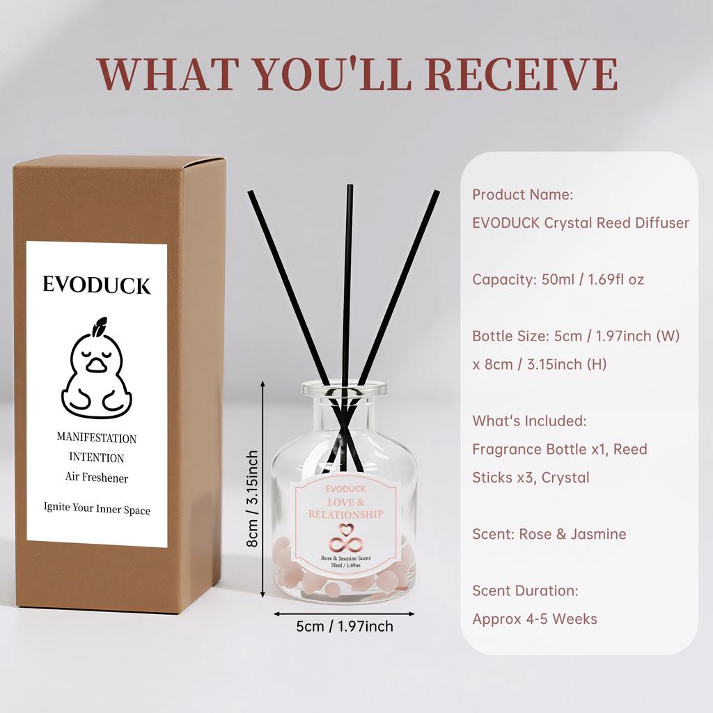 Flameless Reed Diffuser Set - Bottle With Essential Oil & Rattan Reeds | Car Air Freshener ,winter Christmas Gift,gift for Woman