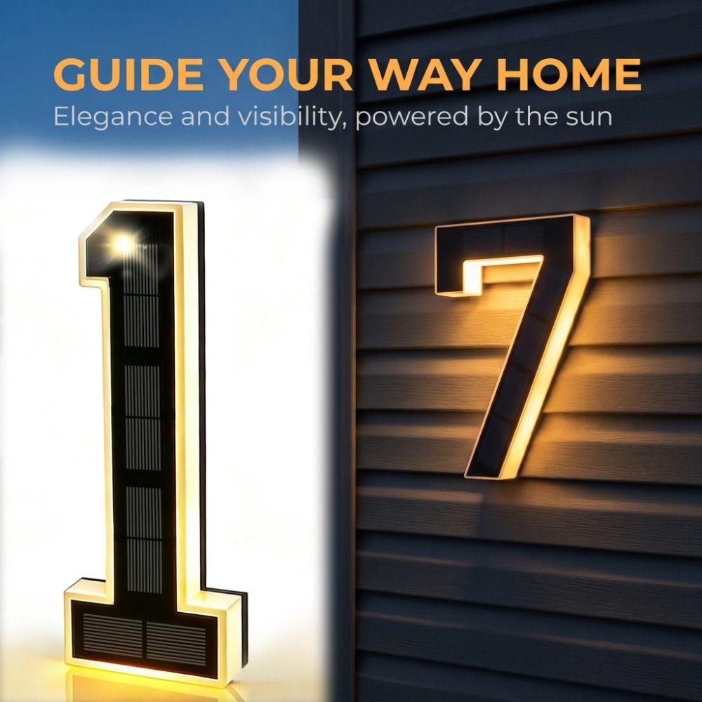 6.7IN Solar Lighted House Numbers Light Waterproof Solar Digital Doorplate Outdoor