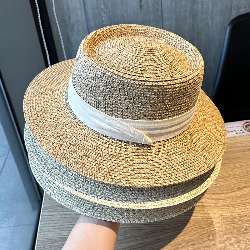 Соломенная шляпа с плоским верхом от солнца, женская летняя шляпа от солнца, шляпа от солнца для фотосессии на морском пляже