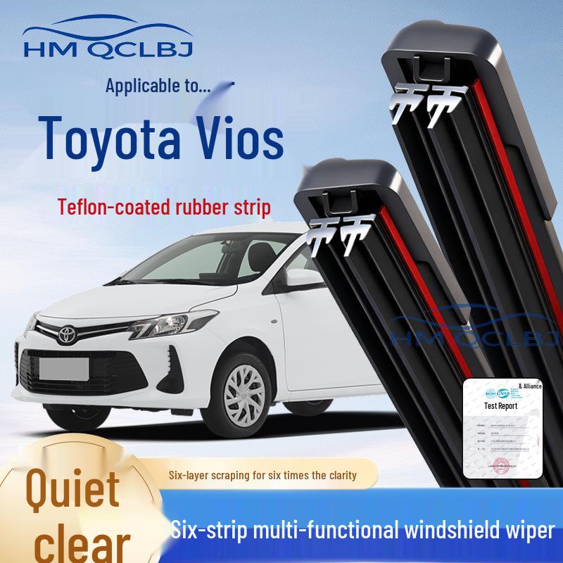 Frameless U-Shaped Windshield Wipers for Toyota Vios - Multi-functional 6-Layer Double-Strip Blade
