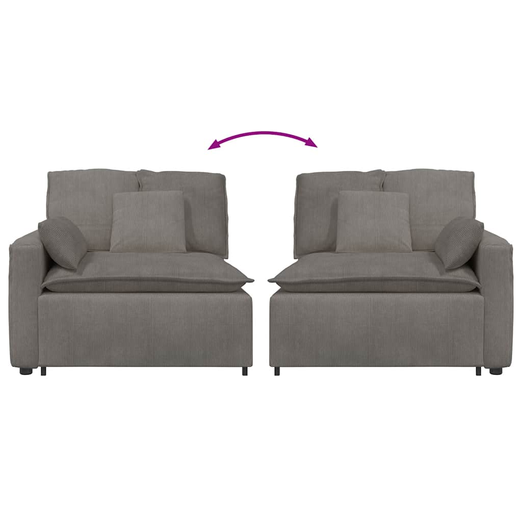 Modular Sofa End Module with Armrest and Cushions Light Grey 100 cm