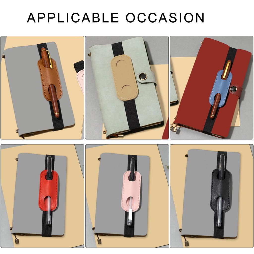 Pen Pouch Elastic Band Pen Holder PU Leather Pen Sleeve Pencil Holder for Notebook Journal Planners Binders and Books