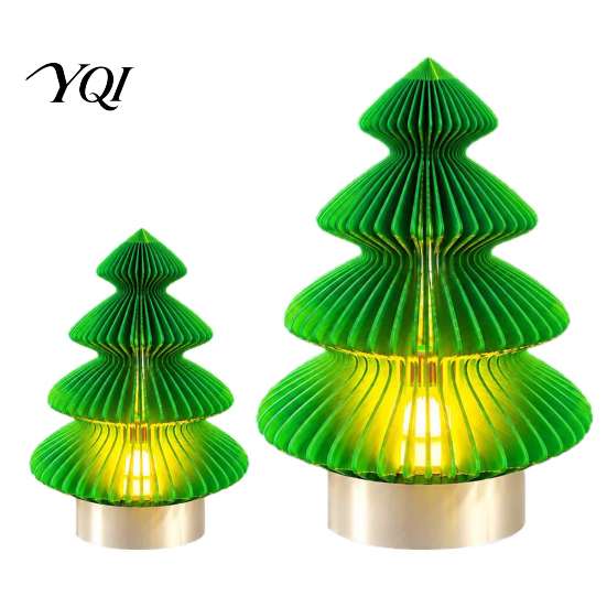 Battery Powered Tree Lamp Origami Christmas Night Light, 3D Printed Xmas Lamp, Operated Light Decorative Tabletop for Home Bedroom Holiday Party
