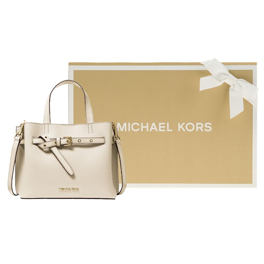 Michael Kors Эмилия Однотонная Минималистичная Пряжка для ремня Кожаная Сумка-тоут Женские сумки-тоут Кремовый 35F0GU5S5T-289