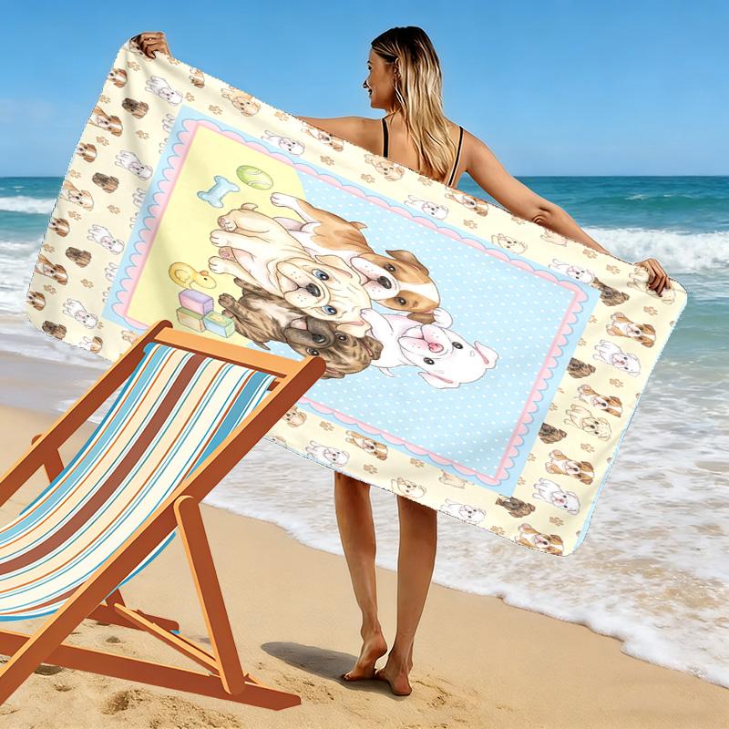 Cute Animal Puzzle Print Beach Towel, Large Soft Quick Dry Towel for Beach Camping Swimming