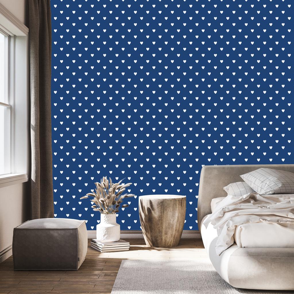 Heart Wallpaper Blue, Light Gray and Azure 50x1000