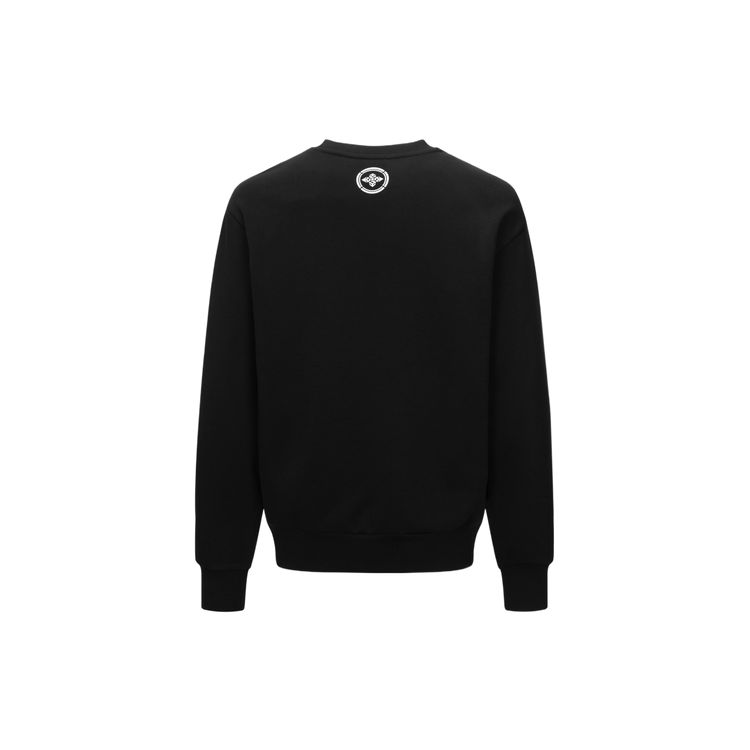 Evisu AW23 Свитер с круглым вырезом и нашивкой с логотипом-надписью "Чайка" Облегающий свитшот Мужской свитшот Черный 2EAGNM3SW5051XXFL
