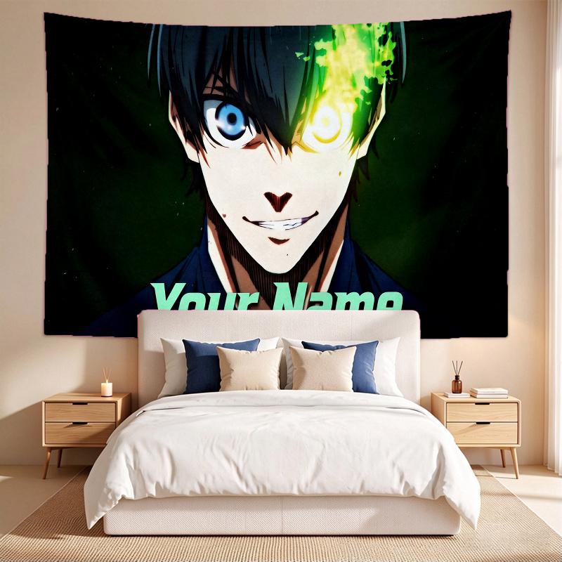 Blue Lock (14) Custom Name Tapestry Wall Hanging Tapestry Wall Art Decor for Bedroom Living Room