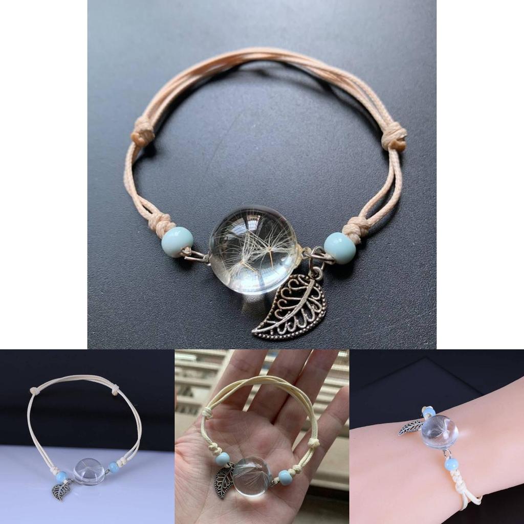 Dandelion Hand Chain With Glass Beads For Friendship And Giftgiving