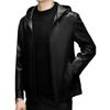 Men's Oil Wax Cowhide Leather Jacket Hooded Jacket Autumn and Winter New Fashion Trend Locomotive Leather Jacket