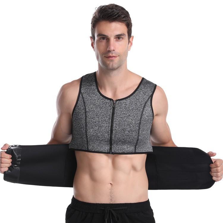 Мужской спортивный жилет для сауны, тренажер для талии, формирователь тела, майка, компрессионная рубашка, компрессионный спортивный костюм для тренировок, фитнес, поддержка спины, спортивный костюм
