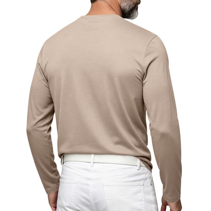 Men S Loose Fit Long Sleeve Henley Neck Casual Basic T Shirt