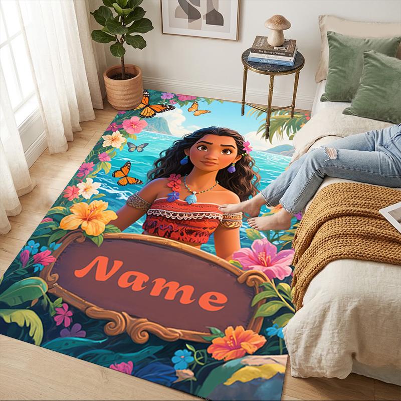 Custom Name Princess Garden Living Room Non-Slip Area Rug Soft Carpet for Bedroom Kids Playroom Sofa Office Home Decor Doormat