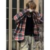 2024 Plaid Long Sleeve Shirt Japanese Hong Kong Style Ins Loose Shirt Boys Summer Trendy Versatile Casual Coat