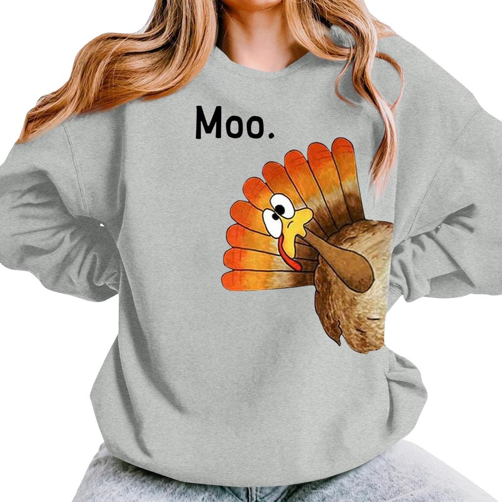 Женская повседневная мода День благодарения с принтом длинный рукав O-образный вырез пуловер толстовки