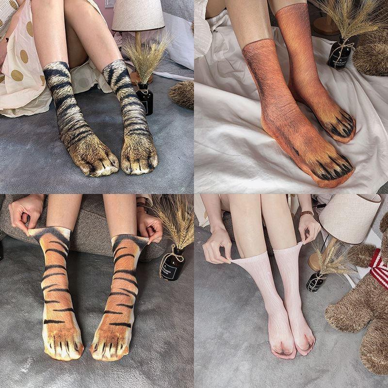 3D Animal Paw Socks Novelty Cute Leg Feet Sock Knee-High Funny Pattern Unisex Adult Women Men Girls Teen Kids Adult Couple Xmas Gifts Dress Crew Socks