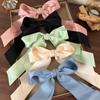 Simple Solid Color Bow Large Hair Clips Streamers Spring Clips Hairpins Headdress For Womans Girls Sweet Barrettes Hair Decorate