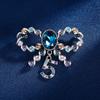 Women Girls Fashion Exquisite Bowknot Ribbon 5 Number Crystal Brooch Badges Elegant High-end Elant Lady Suit Coat Pin Jewelry