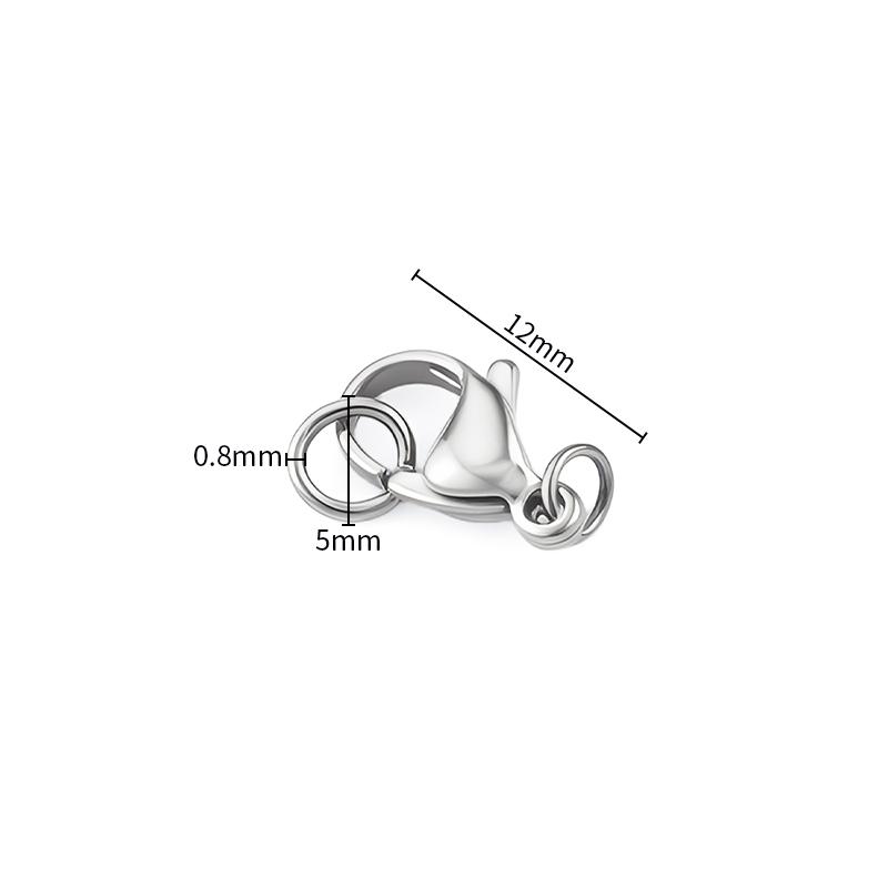 High Quality PVD Plated 18K Gold Stainless Steel Lobster Clasp with Open Ring Waterproof Connector Findings for Jewelry Making