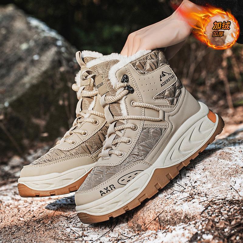 Ботинки для снега мужские зимние уличные бархатные утолщенные теплые северо-восточные большие хлопковые ботинки мужские высокие ботинки на толстой подошве нескользящие ботинки прилив