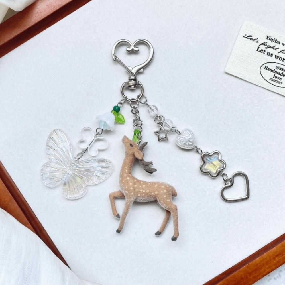 Vintage Fawn Keychain Korean Style Elk Keychain Cute Plush deer keychain Christmas Gifts