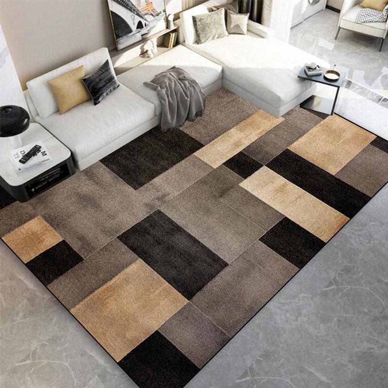 Nordic Black Brown Carpet for Living Room Home Decorations Coffee Table Large Area Plaid Rugs Bedroom Floor Mats Children Carpet