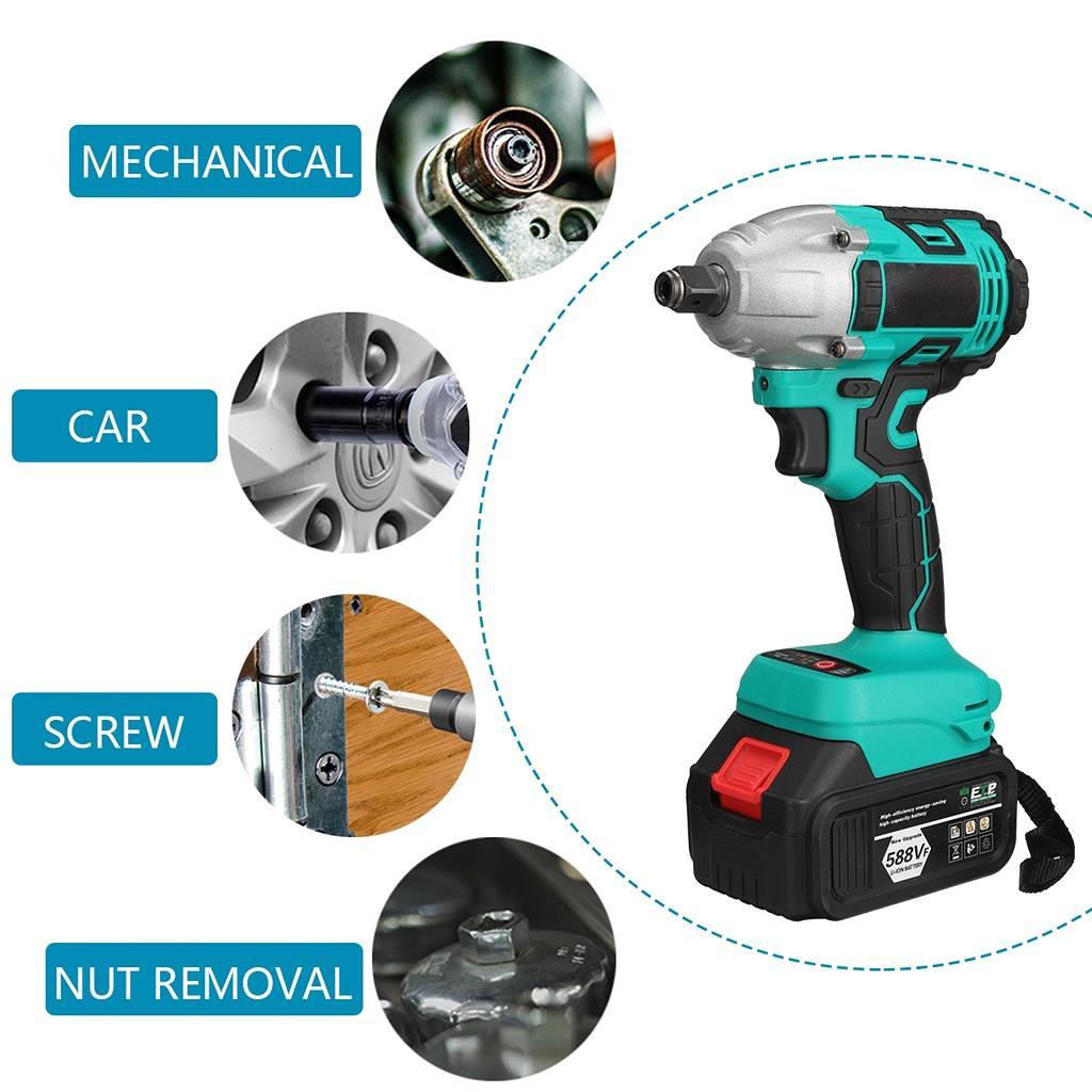 588vf 22800Amh 520N.M Бесщеточный беспроводной электрический ударный гайковерт с крутящим моментом Электроинструменты 2 литий-ионных аккумулятора для аккумулятора Makita 18 В