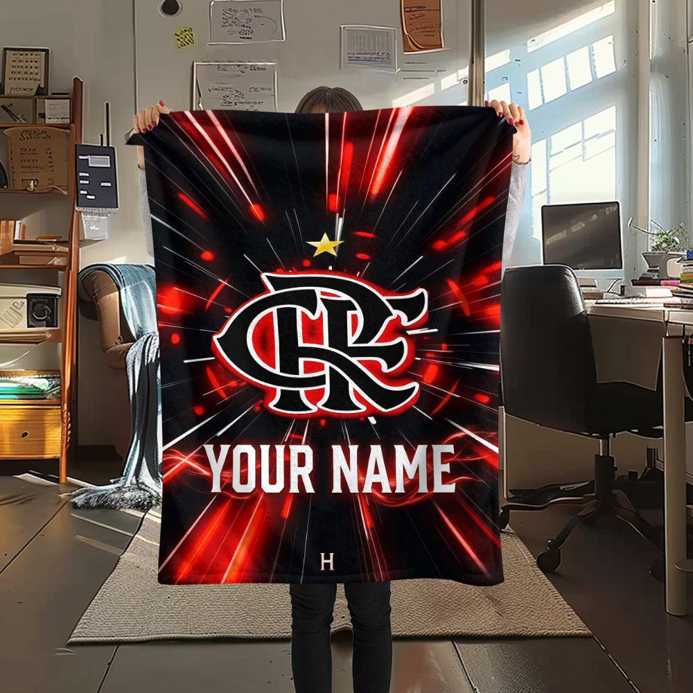 1PC Clube De Regatas Flamengo Custom Name Patterned Flannel Blanket Suitable For All Seasons for Home Decor Warmth and Comfort Gifts Holiday Present