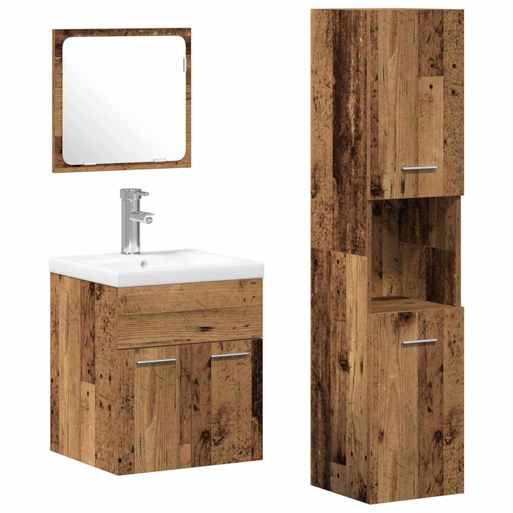Bathroom Furniture Set with Shelf 4 pcs Reclaimed Wood Effect Wood Based Material