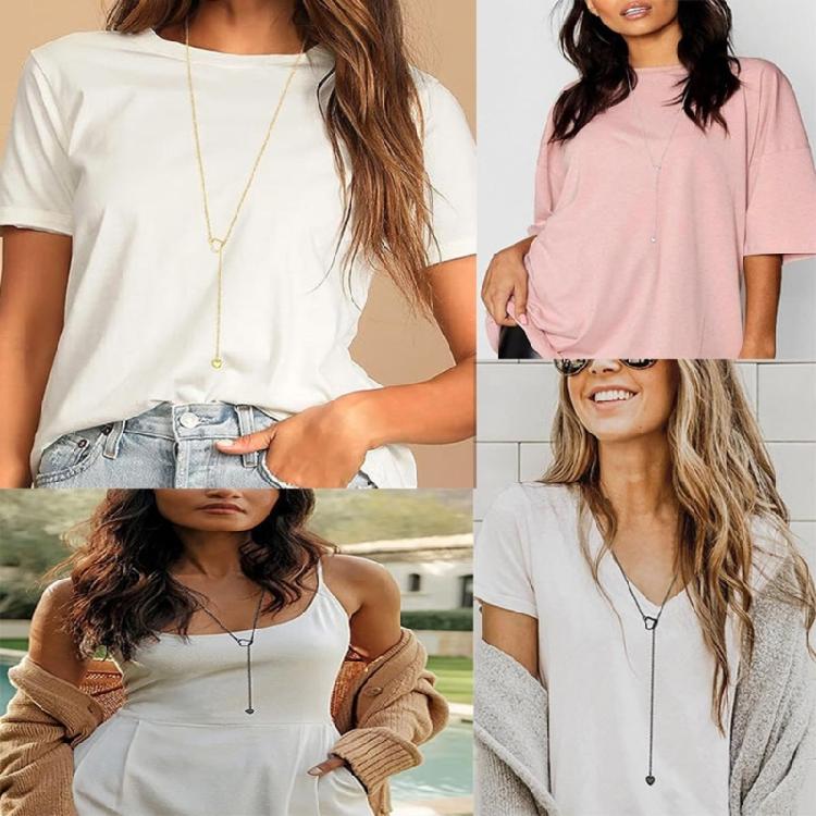 Современное длинное ожерелье с подвесками-сердцами Модное регулируемое колье-лариат с подвеской-сердцем Уникальная цепочка на шею для женщин