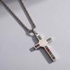 European Retro St. Benedict Colorful Cross Pendant Titanium Steel Necklace - Trendy and Versatile Couple Fashion.