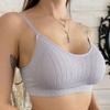 Women's Sleeveless Striped Bra Padded Tank Tops Spaghetti Strap Bralette Crop Top Tube Bras Seamless Tube Top