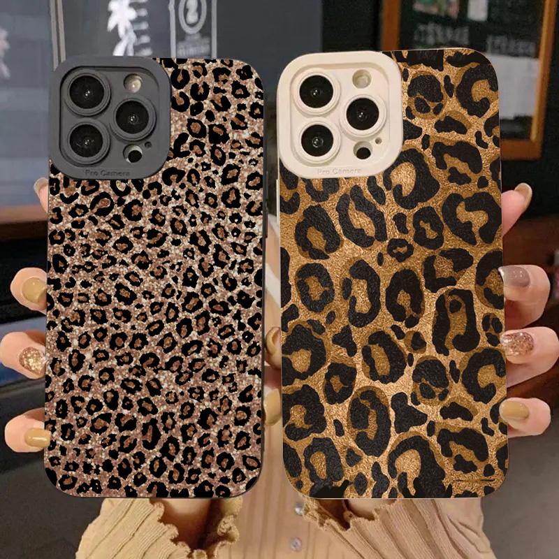 Коричневый чехол для телефона из силикона с принтом леопарда для iPhone 17 16 15 14 13 12 11 Pro Max 17Air 16E XS X XR 7 8 Plus Ударопрочный мягкий чехол
