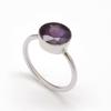 Аметистовое минималистское кольцо ручной работы, граненый аметистовый драгоценный камень и кольцо из стерлингового серебра 925 пробы для женщин,