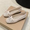 Mesh Breathable Zapatos Mujer 2024 Summer Korean Fashion Square Head Flat Bottom Shallow Mouth Bow Versatile Sandalias De Mujer