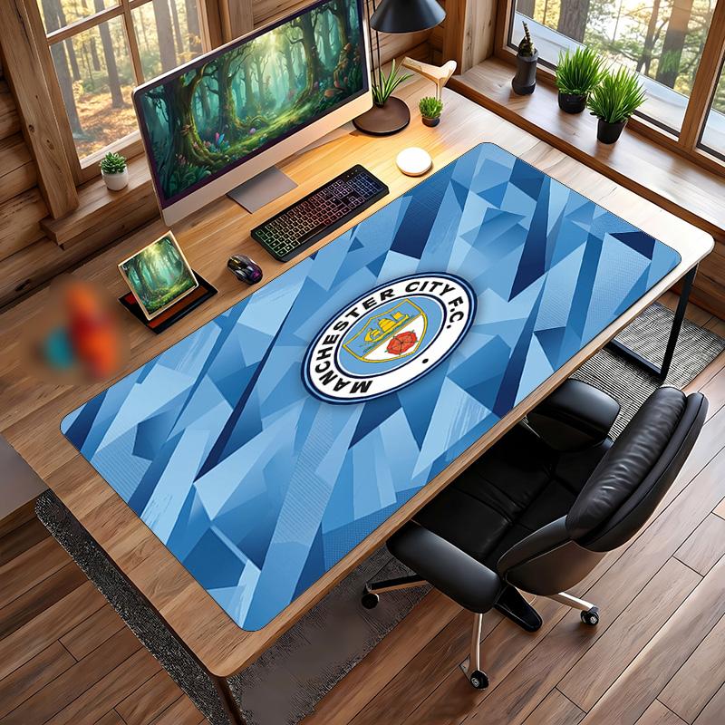 Большой игровой коврик для мыши с принтом Manchester City, нескользящий мягкий резиновый коврик для рабочего стола, декор для офисного ноутбука