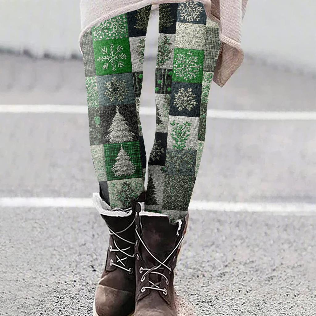 Женские рождественские облегающие эластичные повседневные брюки для йоги