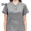 2Pcs/Set Unisex Hospital Uniform Set V-neck Short Sleeve Pockets Tops Elastic Waist Pants Set Quick Drying Hospital Dental Nursing Scrubs Uniforms