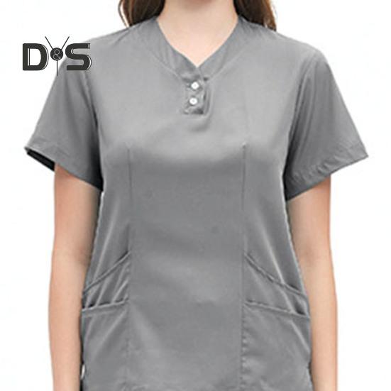 2Pcs/Set Unisex Hospital Uniform Set V-neck Short Sleeve Pockets Tops Elastic Waist Pants Set Quick Drying Hospital Dental Nursing Scrubs Uniforms