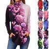 Tee Shirts For Women Fall Casual Long Sleeve Shirts Sweatshirt Vintage Printed High Neck Top Pullover
