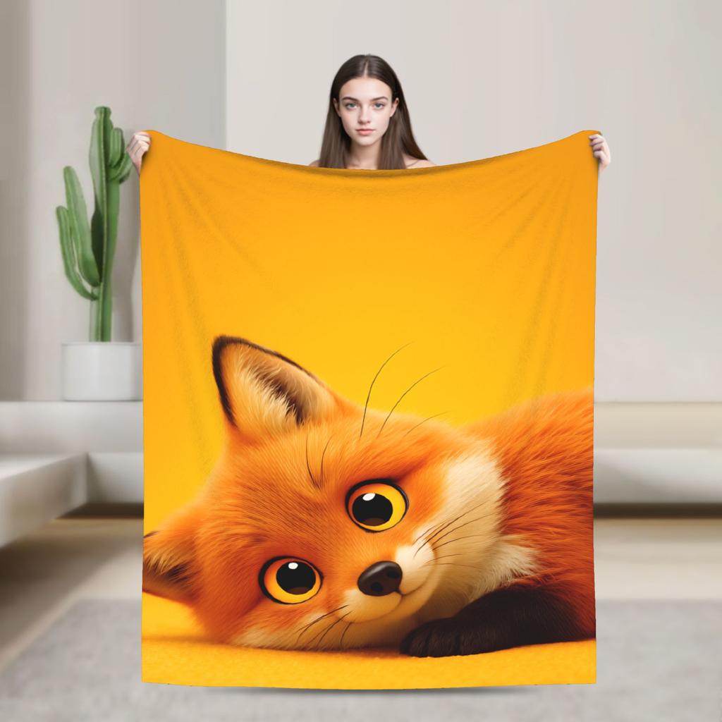 Cozy Blanket Plane Travel Cute Fox Throw Blanket Casual Bedspread For Chair Sofa Bed