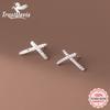 Trustdavis настоящие серьги-гвоздики из стерлингового серебра 925 пробы с крестом для женщин, свадебная вечеринка, модные ослепительные ювелирные изделия из фианита S925 DA2754