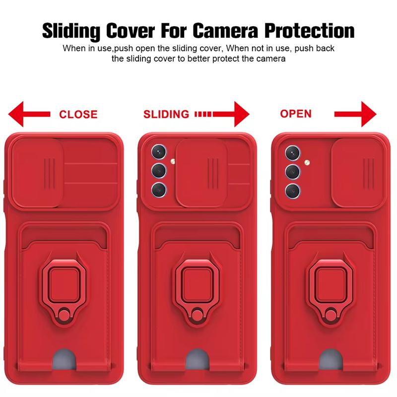 Чехол-слайдер с карманом для карт для Samsung Galaxy A55 A32 A25 A54 A34 A24 A73 A53 A33 A23 A13 A72 A52 A32 A22 A71 A51 5G 4G