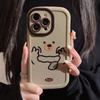 Простой чехол для мобильного телефона Apple 15 с выражением медвежонка, шнурок для iPhone 14, 16, подходит для 13pro Max, корейский стиль 16