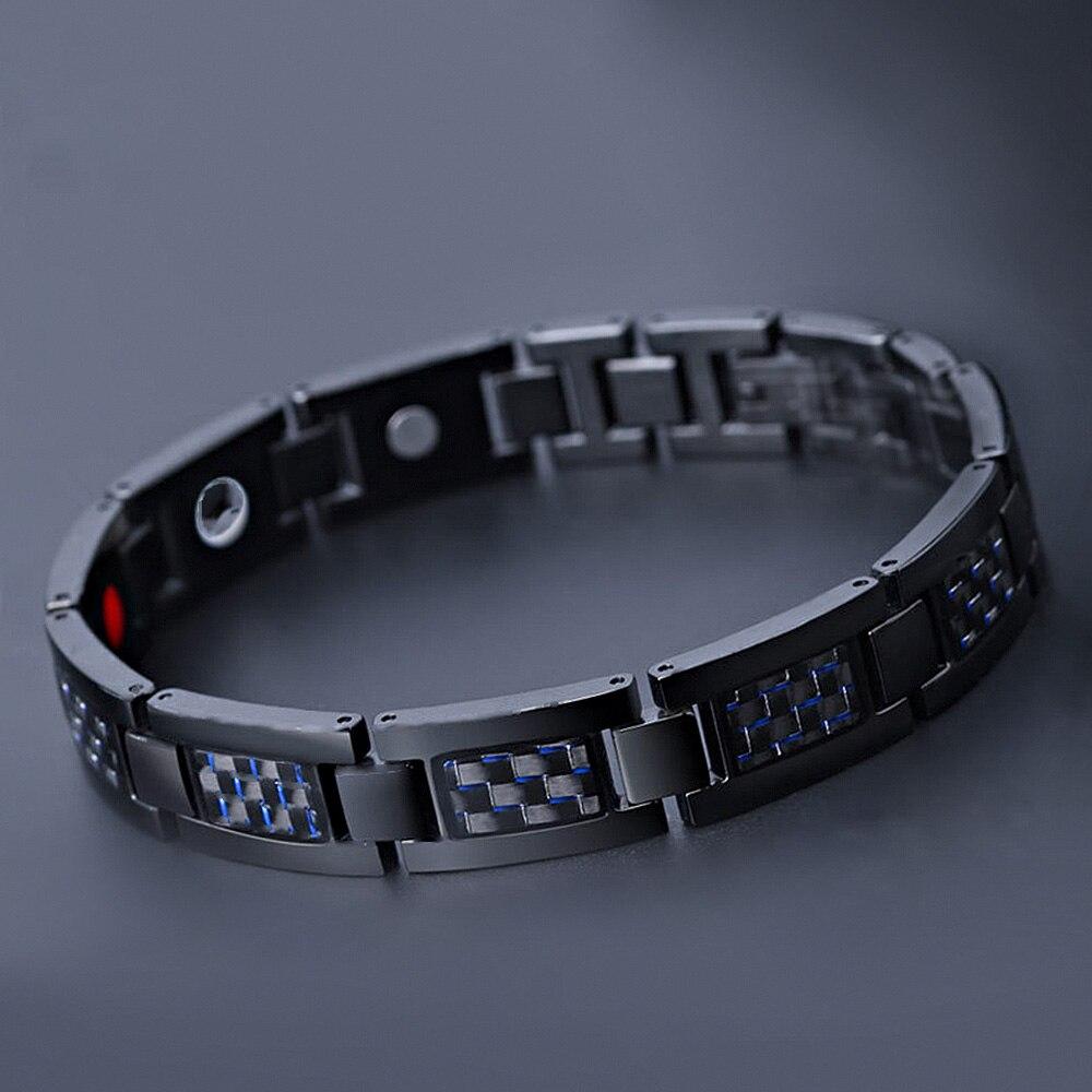 Мужской синий браслет из нержавеющей стали из углеродного волокна, ювелирный подарок